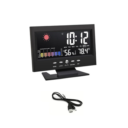 Vivbeau Weather Electronic Alarm Clock，Digital Weather Monitoring Calendar Desk Clock