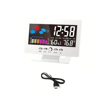 Vivbeau Weather Electronic Alarm Clock，Digital Weather Monitoring Calendar Desk Clock