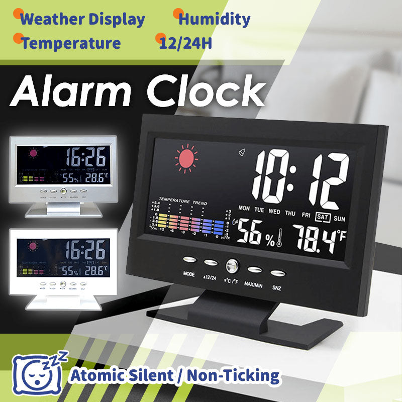 Vivbeau Weather Electronic Alarm Clock，Digital Weather Monitoring Calendar Desk Clock